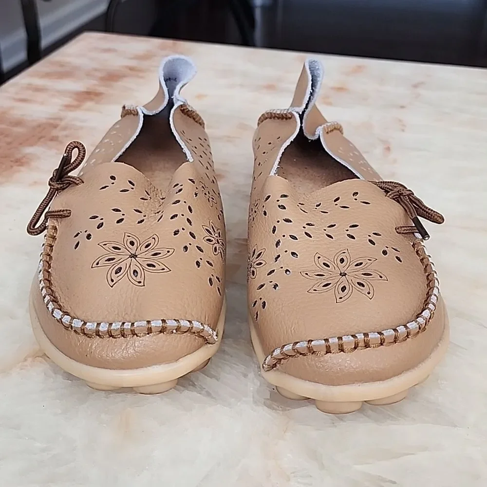 Khaki Leather Loafers